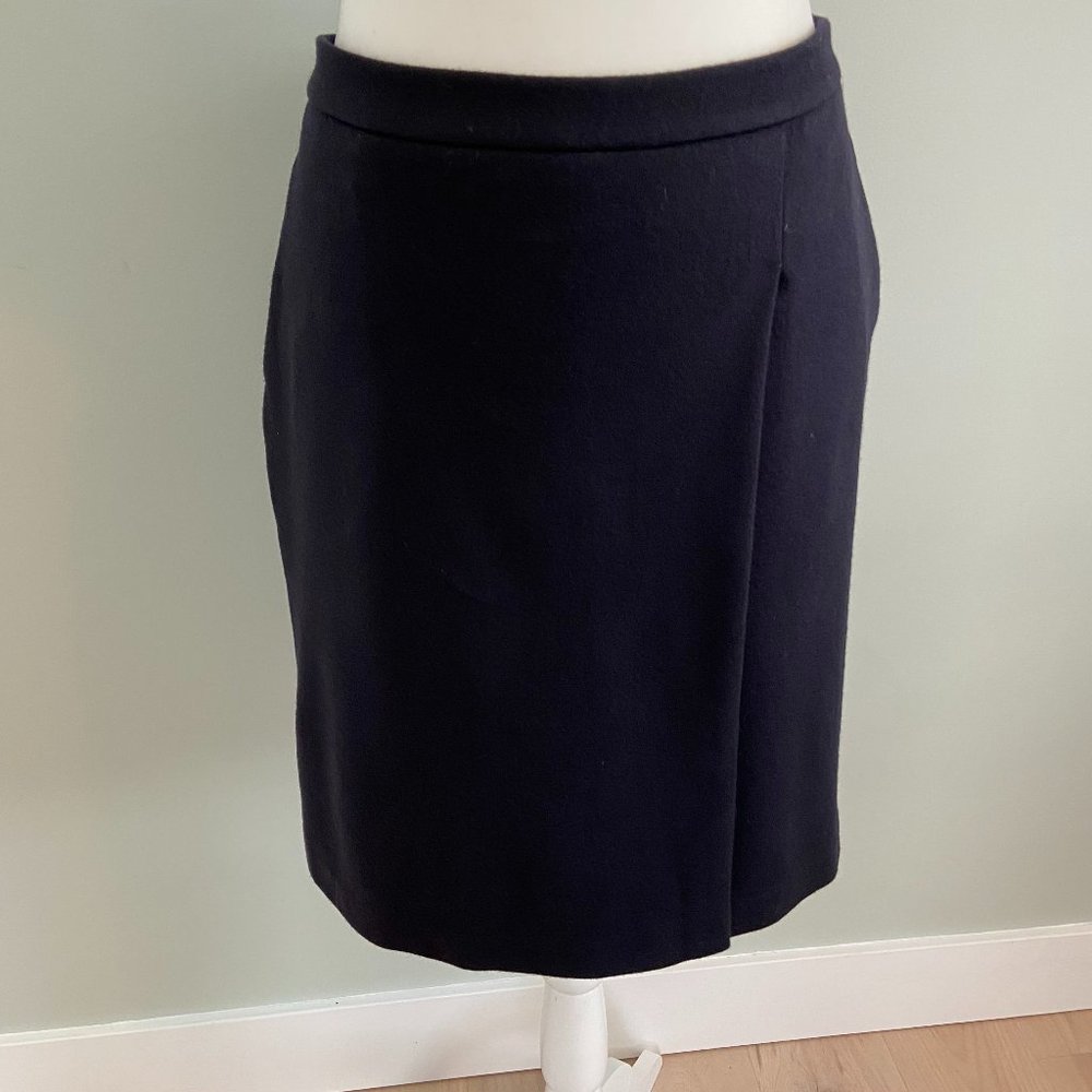 MaxMara Navy Virgin Wool Split Skirt